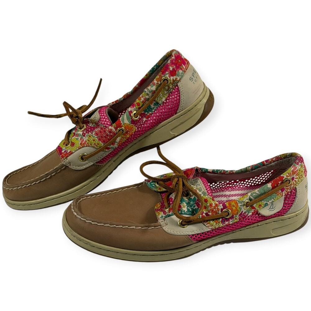 Sperry Top-Sider Bluefish Liberty Boat Casual Sneaker, Tan/Pink, Women's 9